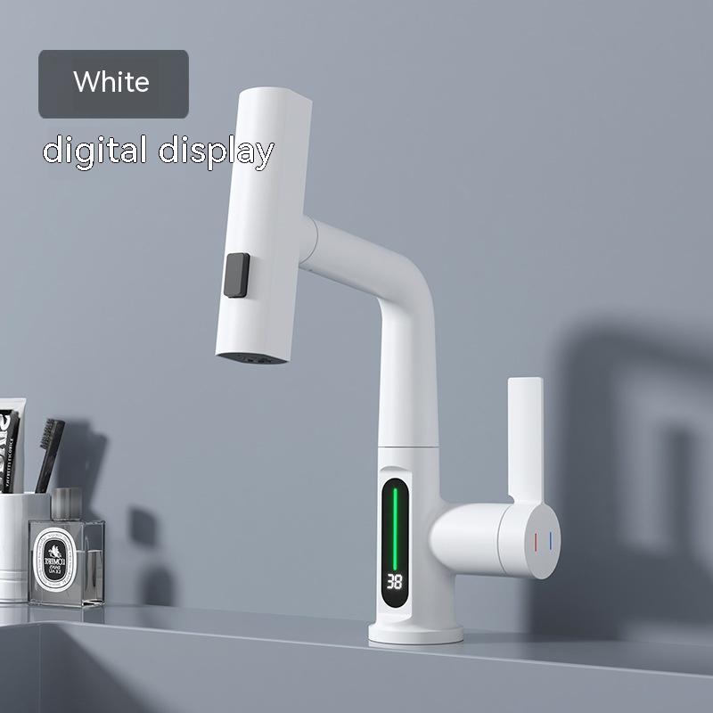 Smart Digital Pull-Out Faucet with Temperature Display and Rotating Spout