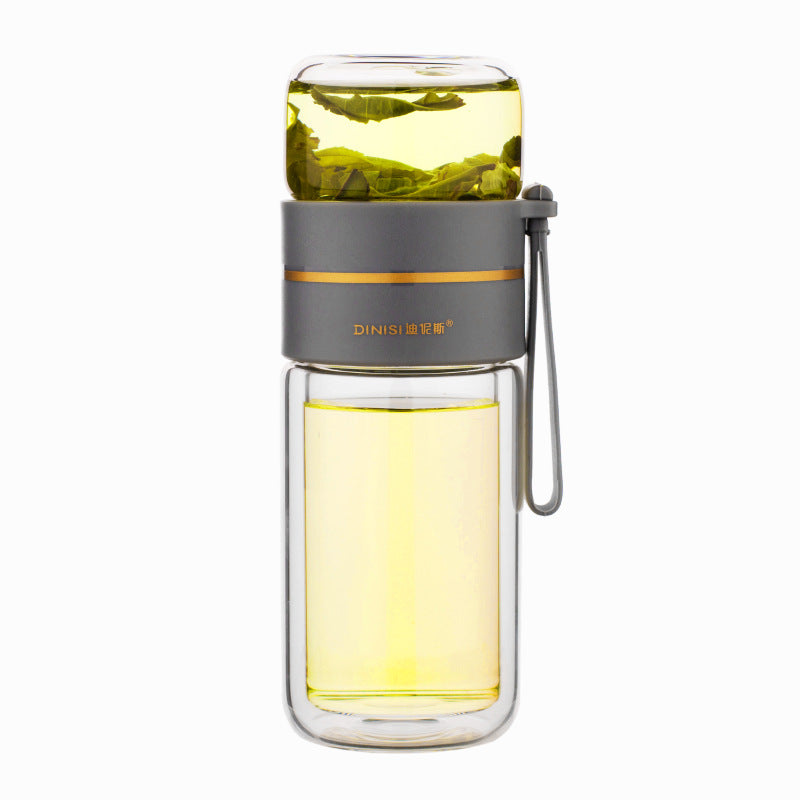Double Wall Glass Water Bottle with Tea Infuser and Filter