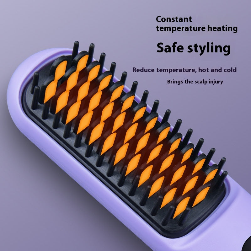 Wireless Straight Comb Negative Ion Hair Curler And Straightener Comb