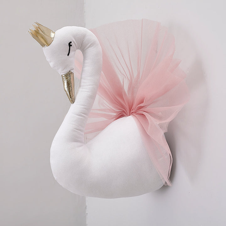 Crown swan animal head wall hanging