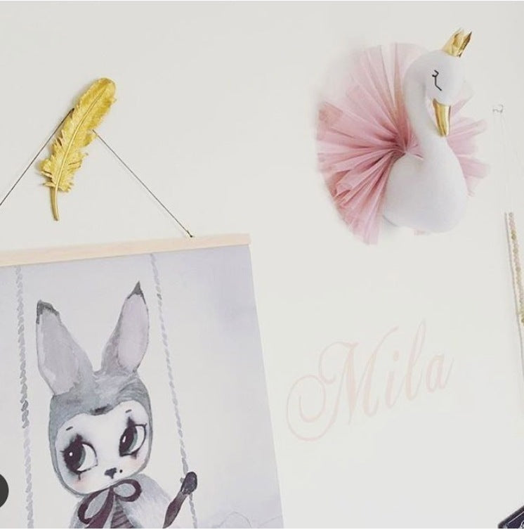 Crown swan animal head wall hanging