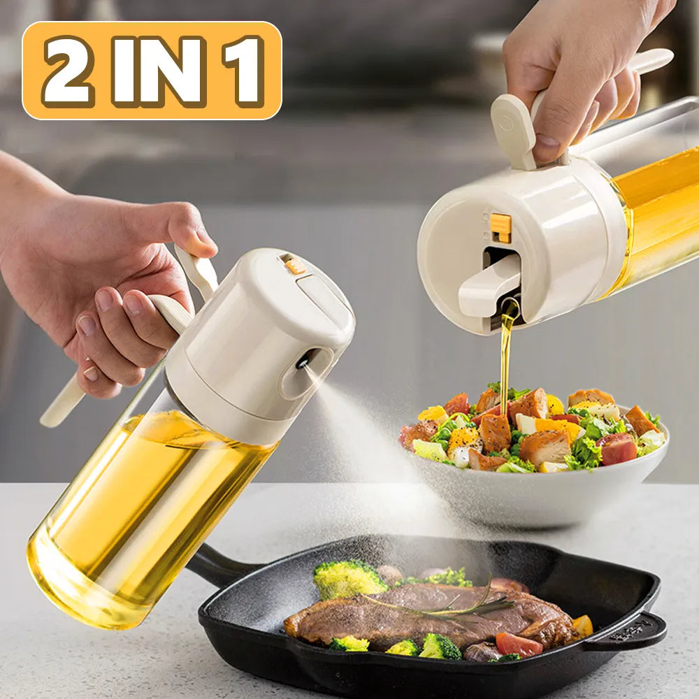 2-in-1 Oil Sprayer and Dispenser Bottle for Easy Kitchen Cooking