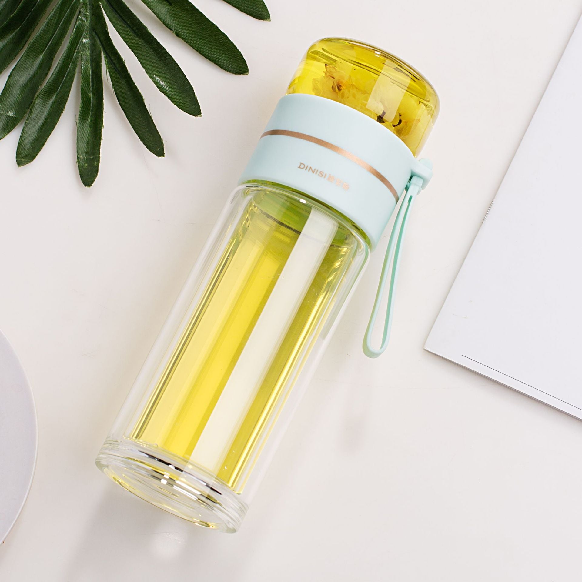 Double Wall Glass Water Bottle with Tea Infuser and Filter