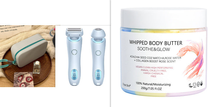 2 In 1 Hair Removal Epilator USB Rechargeable Trimmer Women Body Razor Face Leg Armpit Bikini Hand Pubic Shaver Hair Remover