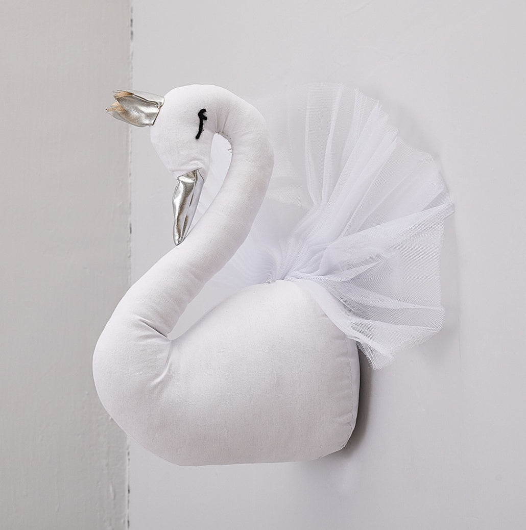 Crown swan animal head wall hanging