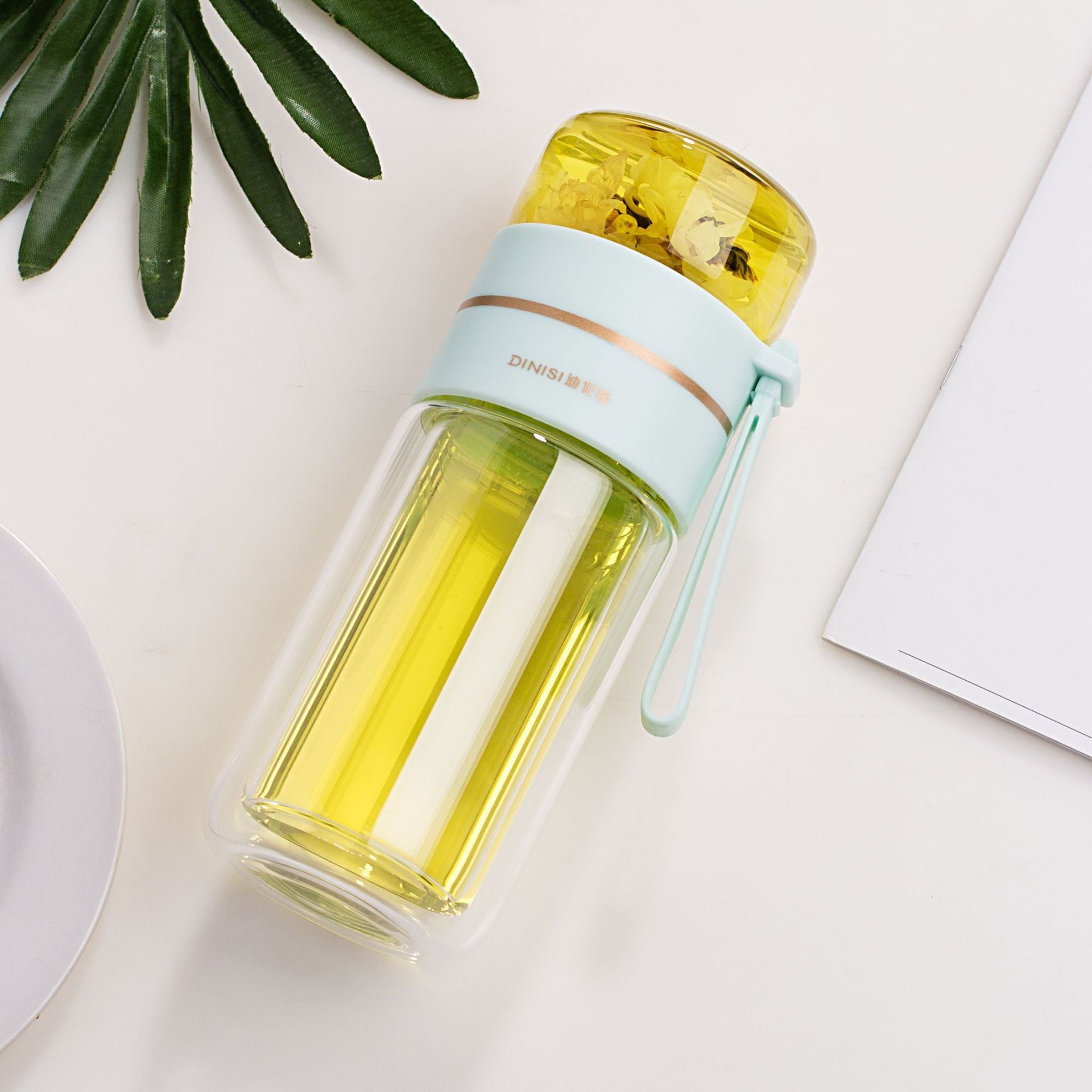 Double Wall Glass Water Bottle with Tea Infuser and Filter