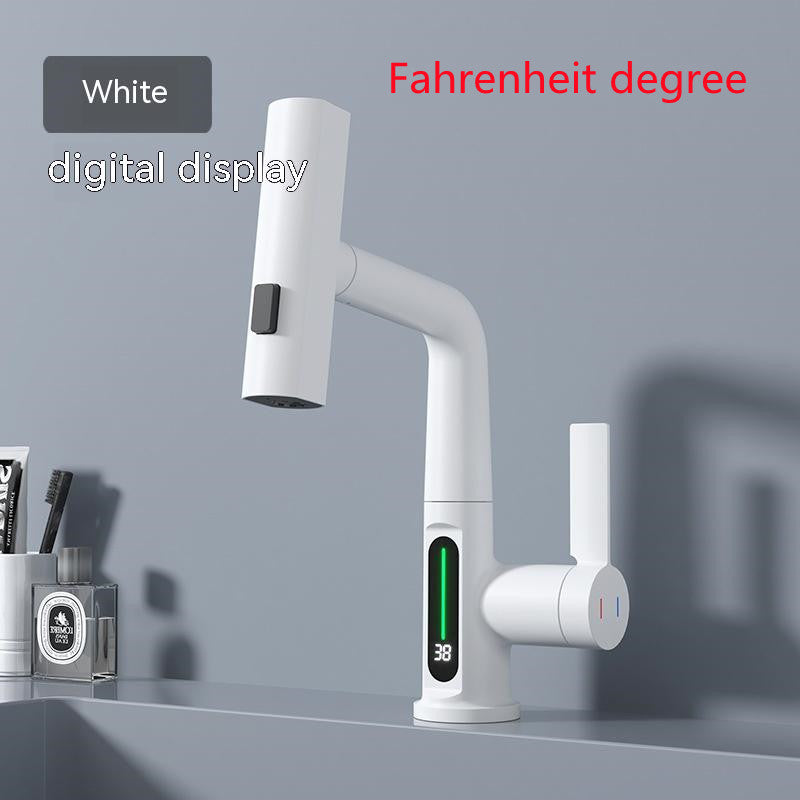 Smart Digital Pull-Out Faucet with Temperature Display and Rotating Spout