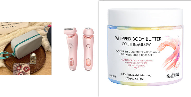 2 In 1 Hair Removal Epilator USB Rechargeable Trimmer Women Body Razor Face Leg Armpit Bikini Hand Pubic Shaver Hair Remover