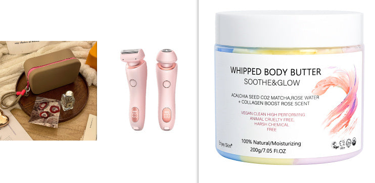 2 In 1 Hair Removal Epilator USB Rechargeable Trimmer Women Body Razor Face Leg Armpit Bikini Hand Pubic Shaver Hair Remover