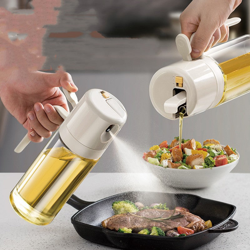 2-in-1 Oil Sprayer and Dispenser Bottle for Easy Kitchen Cooking