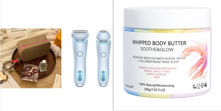 2 In 1 Hair Removal Epilator USB Rechargeable Trimmer Women Body Razor Face Leg Armpit Bikini Hand Pubic Shaver Hair Remover