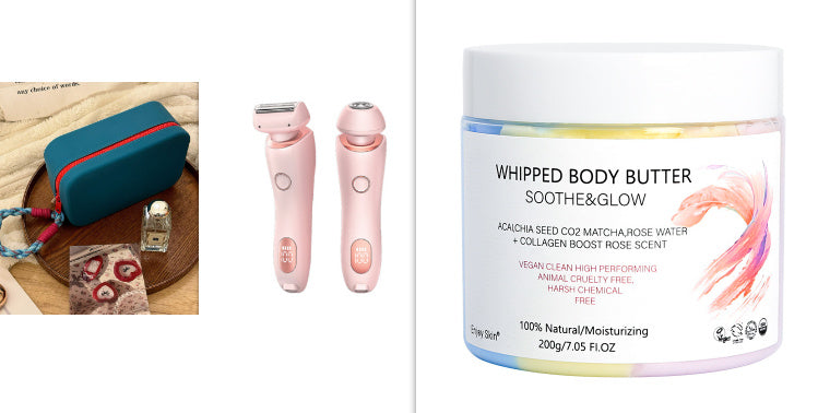 2 In 1 Hair Removal Epilator USB Rechargeable Trimmer Women Body Razor Face Leg Armpit Bikini Hand Pubic Shaver Hair Remover