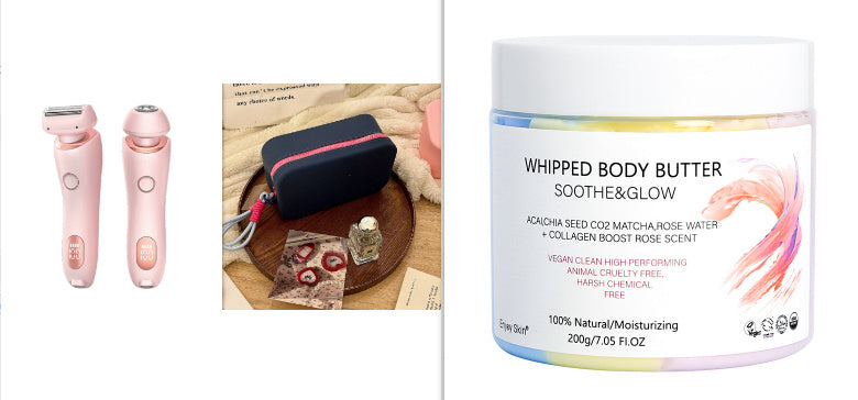 2 In 1 Hair Removal Epilator USB Rechargeable Trimmer Women Body Razor Face Leg Armpit Bikini Hand Pubic Shaver Hair Remover