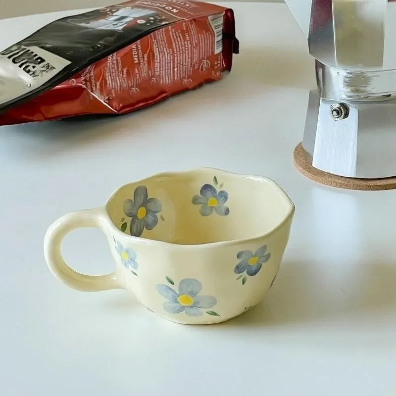 Ceramic Mugs Flower Pattern Breakfast Cup