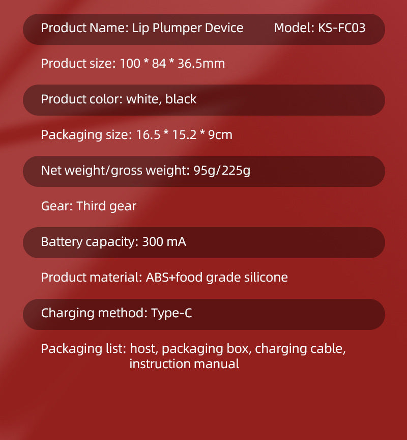 Electric Silicone Lip Enhancer Device for Facial Beauty and Care