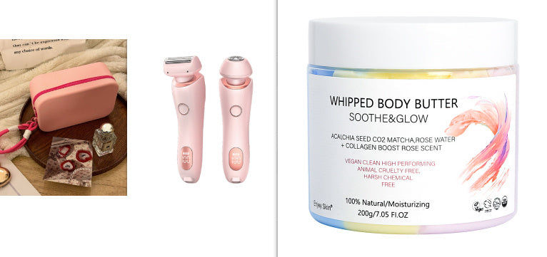 2 In 1 Hair Removal Epilator USB Rechargeable Trimmer Women Body Razor Face Leg Armpit Bikini Hand Pubic Shaver Hair Remover