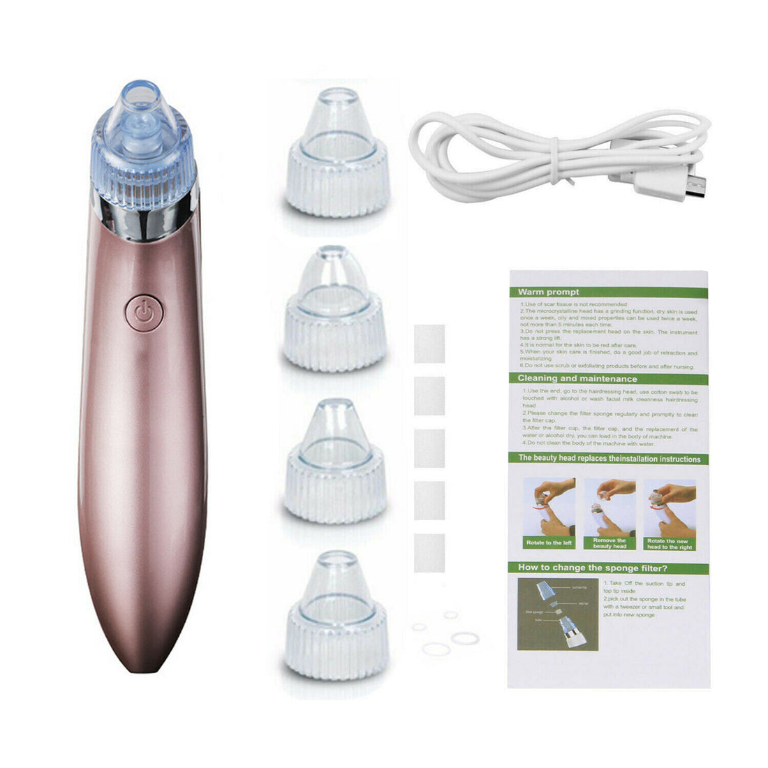 Electric Blackhead Vacuum Pore Cleaner with Strong Suction for Acne Removal