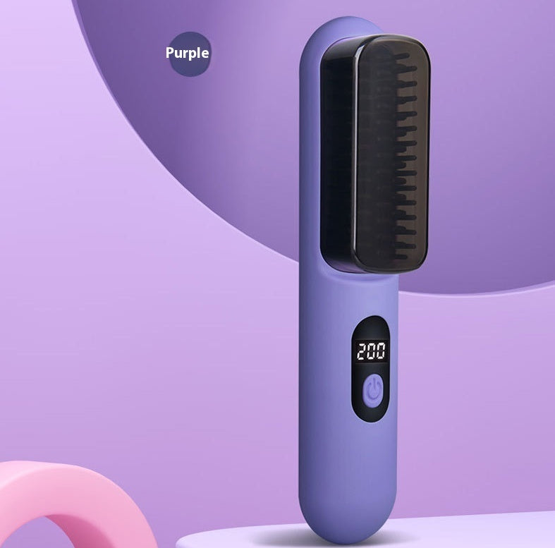 Wireless Straight Comb Negative Ion Hair Curler And Straightener Comb