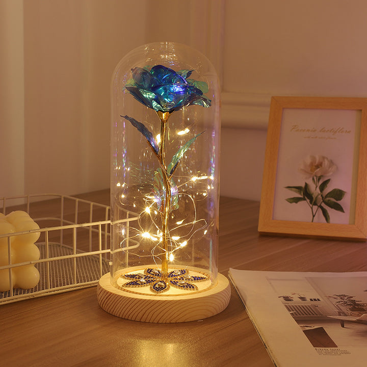 Eternal Life Glass Cover Gold Foil Flower Led Light Rose Tanabata Valentine's Day Gift