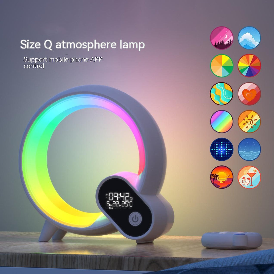 Smart sunrise alarm clock with Bluetooth audio and colorful light